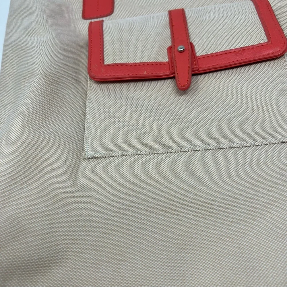 Coldwater Creek Orange Trim Beach Tote Bag Womens Canvas Travel